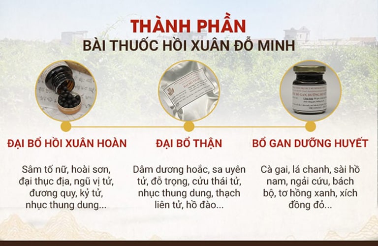 Thành phần bài thuốc Hồi xuân Đỗ Minh